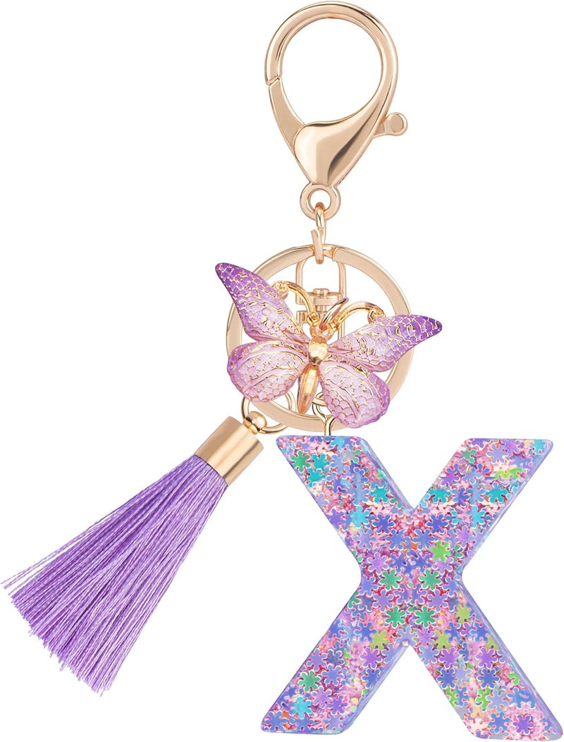 Suweibuke Cute Pink Key Chains for Women Girls, Initial Letter Keychains with Tassel, Charms for Key Purse Handbags Backpacks - Image 1